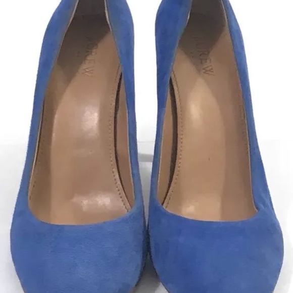 J. Crew Blue Suede Almond Toe Pumps Heels Women 9 - Picture 2 of 8